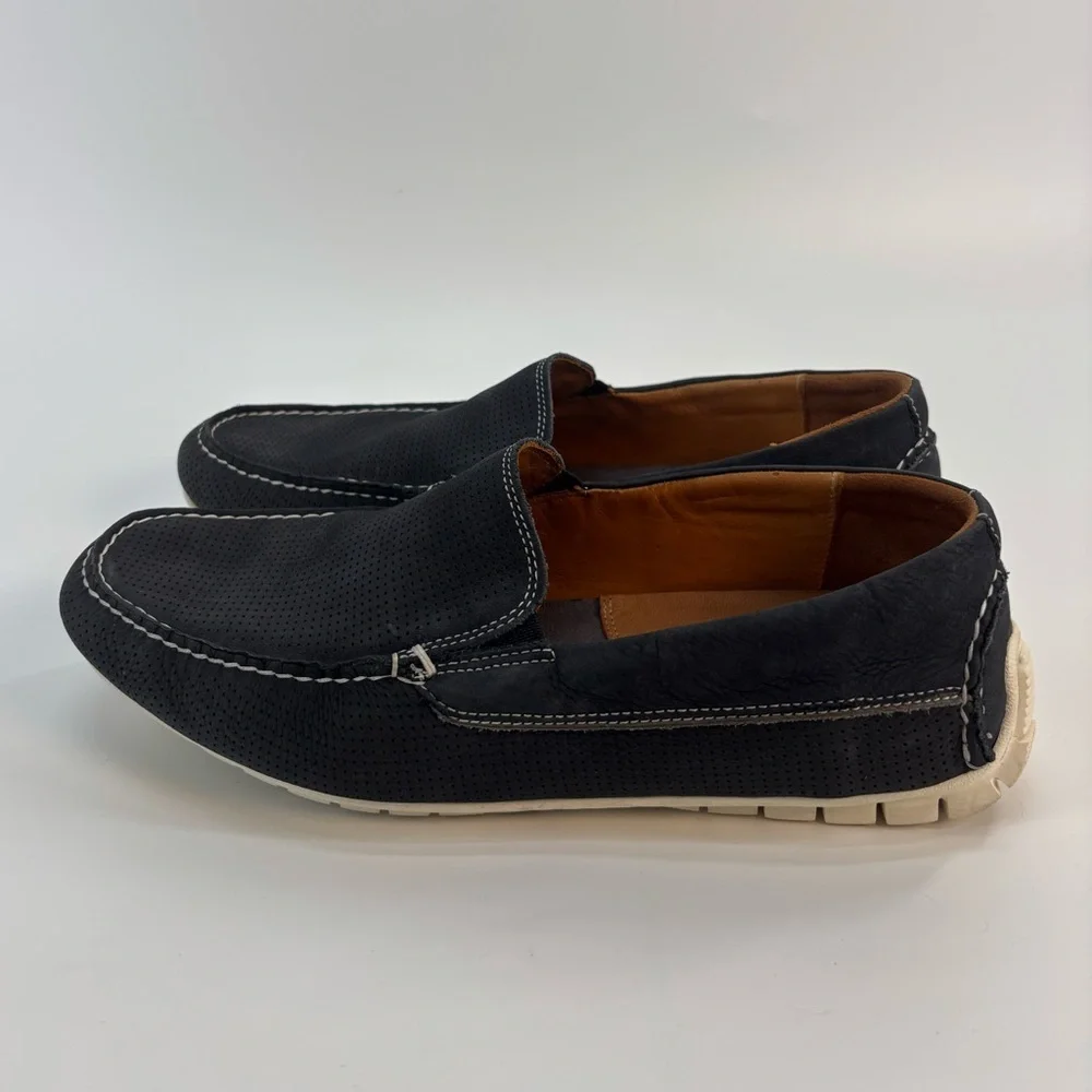 Johnston & Murphy Cord Venetian loafers 8 nubuck sheepskin leather navy